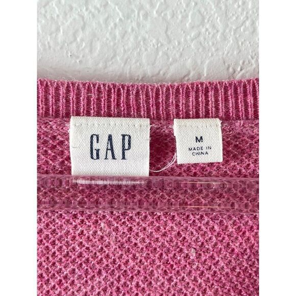 Gap Brooklyn V-Neck Wool Blend Textured Sweater Size Medium Pink Heather - Picture 5 of 7